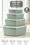 Set of 4 Rectangular Storage Containers - Microwave Safe Food Containers 1.25L 0.75L 0.5L 0.25L Green