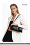 Wrinkled Textured Black Shk305 Faux Leather, Special Lock Magnet Hand, Arm and Shoulder Bag - 8