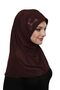 Takmatik Stone Handcrafted Beaded Embroidered Coffee-Colored Instant Turban Hijab Medical Suitable Prayer Cover - 8