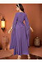 Women Purple Rhinestone Embellished Slit Sleeve Jalabiya - 2