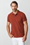 Kiremit Modern Fit Narrow Fit Polo Collar Plain Short Sleeve 100% Cotton T-Shirt