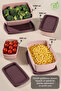 8-Piece Set of Striped Rectangular Storage Containers - Microwave Safe Food Containers 1.25L 0.75L 0.5L 0.25L Pink - 2