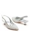 Women's Short Heeled Pearl and Stone Embellished Wedding Dress Shoes