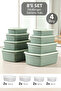 8-Piece Set of Striped Rectangular Storage Containers - Microwave Safe Food Containers 1.25L 0.75L 0.5L 0.25L Green