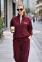 Women's Burgundy Zippered Sweat Jacket – Regular Fit Casual Sports Sweatshirt