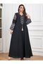 Women Black Embroidered A-Line Jalabiya - 2