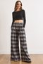 Women's Gray Belt Detailed Casual Plaid Trousers with Pockets Pnt-19000391