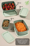 Set of Striped Rectangular Storage Containers - Microwave Safe Food Containers 1.25L 0.75L 0.5L 0.25L Green - 2