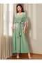 Women Green Rhinestone Embellished Tasselled Jalabiya - 2