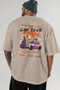 Araba Club Series 17 Back Printed Beige Oversize T-Shirt 100% Cotton Men Women - 5
