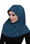 Tactical Stone Handcrafted Bead Embroidered Petrol Color Ready Turban Hijab Bonnet Prayer Cloth - 6