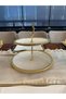 3 Piece Round Porcelain Dowery Set with Cast Frame, Stands, Handles & Presentation Set Gold - 2