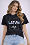 All You Need Love Print Detailed Basic T-Shirt