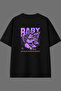 Baby Mony Design Back Printed Black Oversize T-Shirt