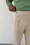 Men's Regular-Fit Premium Old Money Buckle Harvest Italian Cut Double-Cut Fabric Trousers Cream - 2