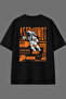 Astronaut Design Back Printed Black Oversize t Shirt