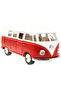 1:32 Scale Metal Pull-Back Nostalgic Volkswagen T1 Minibus Vosvos Toy Car - Red (13 cm) - 2