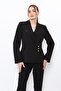 Shawl Collar Double-Breasted Model Jacket - Black - 1182100