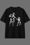 Biker Girl Design Back Printed Black Oversize T-Shirt
