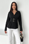 Women's Belt Detail Buckled Shirt – Brown Frame - 3
