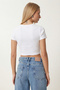 Drawstring Detailed Ribbed Knitted Blouse Lex0001 White - 4