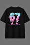 67 Design Black Oversize T-Shirt with Back Print