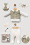 Khaki Bow Tie with Horse Embroidery, 5-Piece Set, 100% Cotton, Hospital Release