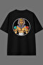 The Pharaoh Who Rules the World Design Black Oversize T-Shirt with Back Print