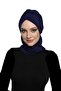 Kardelen Scarf Lined Navy Blue Ready-made Hijab Hijab Pool and Outdoor Bonnet - 5