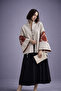 Printed White Kimono Jacket – Relaxed Fit Wide Sleeve Special Design Women's Jacket - 3