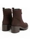 Brown Velvet Women's Thick Heeled Boots with Metal Zipper on the Front - 3
