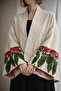 Printed White Kimono Jacket – Relaxed Fit Wide Sleeve Special Design Women's Jacket
