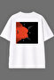 White Oversize T-Shirt with Design on the Eyes and Back Print