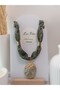 Scarf Bandana Necklace Polymer Clay Female Figure Pendant Special Design Handmade Khaki Fabric - 5