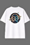 Aliens Are Coming Design Back Printed White Oversize t Shirt