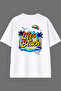 Lifes a Beach Design Back Printed White Oversize t Shirt