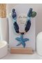 Foulard Bandana Necklace Sea Star Oyster Pearl Polymer Clay Women's Necklace Blue Fabric - 6