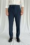 Men's Old Money Culture Double Buckle Detailed Baggy Fabric Trousers Navy Blue