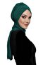 Kardelen Scarf Lined Green Ready-Made Hijab Hijab Pool and Outdoor Bonnet - 5