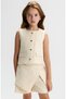 Limi Girls Soft Textured Tweed Vest Shorts Skirt Set