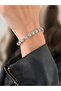 Flower Model Diamond-Looking Silver Color Bracelet - 3