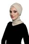 Kardelen Scarf Lined Beige Ready-made Scarf Hijab Pool and Outdoor Bonnet