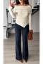 Navy blue Flared fabric trousers - 5