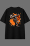 Front Lifting Engine Design Back Printed Black Oversize t Shirt