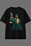 Adalet Design Back Printed Black Oversize T-Shirt