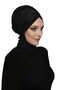 Black Ready-To-Wear Turban Hijab with Cross-Pleated Scarf Lining, Suitable for Medical Use - 4