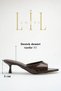 Heeled Women's Slippers - 5 cm Thin Heeled Pointed Toe Women's Slippers Patent Leather Brown - 2