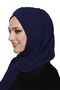 Takmatik Plain Navy Blue Ready-To-Wear Turban Hijab with Shawl, Suitable for Medical Use, Prayer Cover