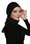 Pearled Tulle Tied Tulle Coated Lace Pearl Embroidered Black Outer Bonnet Hijab Evening Dress - 7