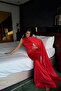 Pomegranate Flower Messcy Long Scarf Dress Ate-3991 - 3